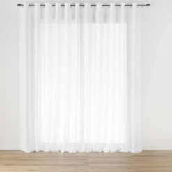 PANNEAU OEILLETS 400X240CM EFFET LIN TISSE HALTONA BLANC
