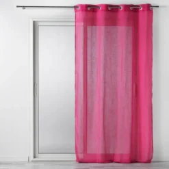 PANNEAU OEILLETS 140X240CM EFFET LIN TISSE ZAZY FUCHSIA
