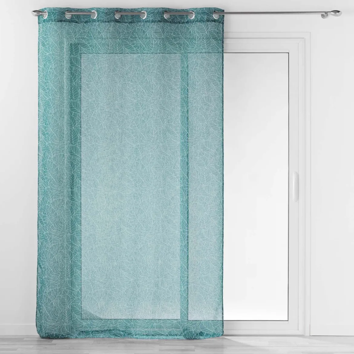PANNEAU OEILLETS 140X240CM EFFET LIN SOLEA PETROLE