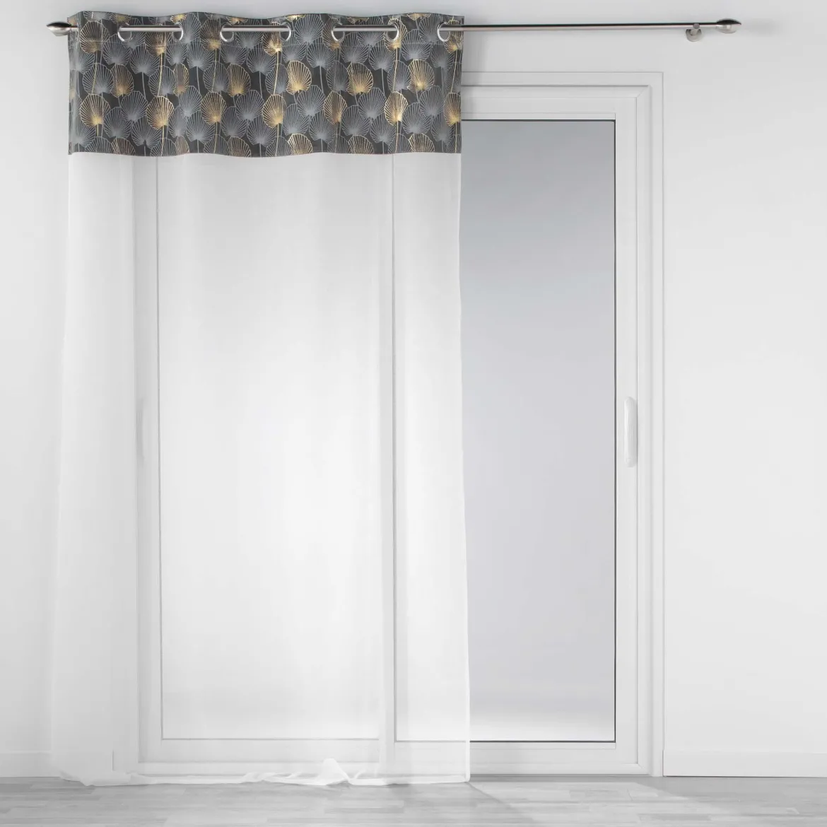 PANNEAU OEILLETS 140X240CM IMPRIME OR CLAIRINE GRIS