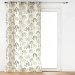 PANNEAU OEILLETS 140X240CM VOILE IMPRIME PALMEA VERT