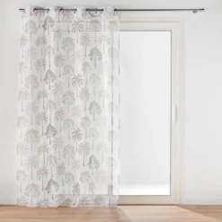 PANNEAU OEILLETS 140X240CM VOILE IMPRIME PALMEA NATUREL