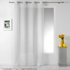 PANNEAU OEILLETS 140X260CM VOILE SABLE LINAHE BLANC