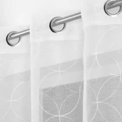 PANNEAU OEILLETS 140X240CM VOILE SABLE BRODE OLYMPIA BLANC