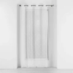 PANNEAU OEILLETS 140X240CM VOILE SABLE BRODE OLYMPIA BLANC