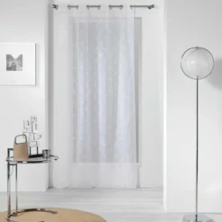 PANNEAU OEILLETS 140X240CM VOILE SABLE BRODE OLYMPIA BLANC
