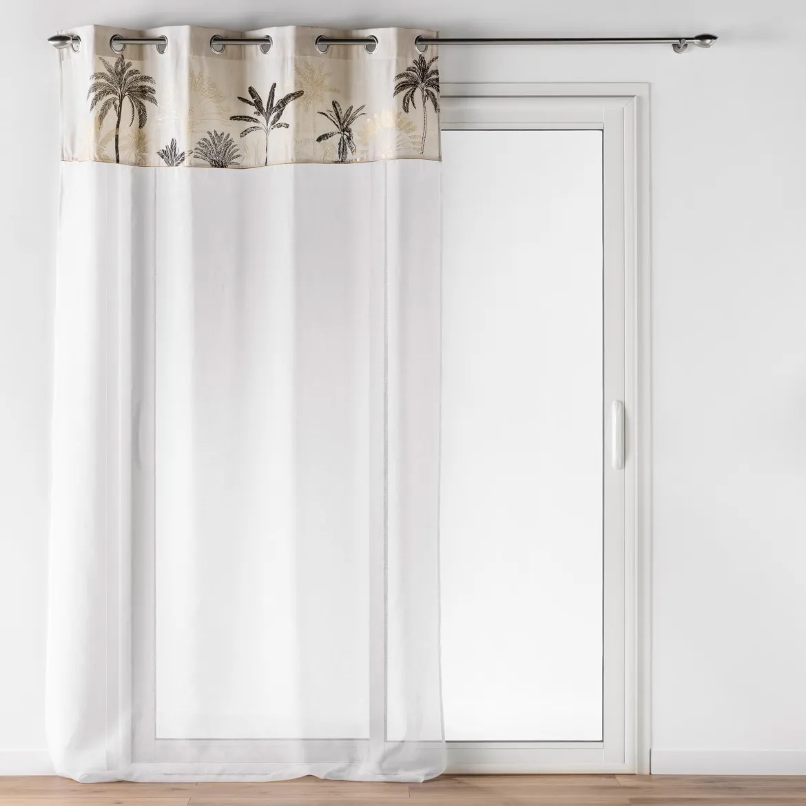 PANNEAU OEILLETS 140X240CM VOILE SABLE IMPRIME PAPAYA