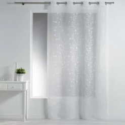 PANNEAU OEILLETS 140X240CM VOILE SABLE PETITE FLEUR BLANC