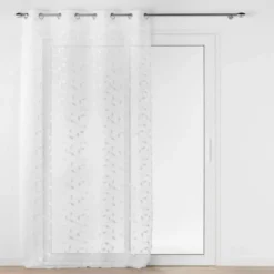 PANNEAU OEILLETS 140X240CM VOILE SABLE BRODE EDNA BLANC