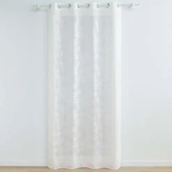 PANNEAU OEILLETS 140X240CM VOILE TISSE APPLIQUE KARLA BLANC