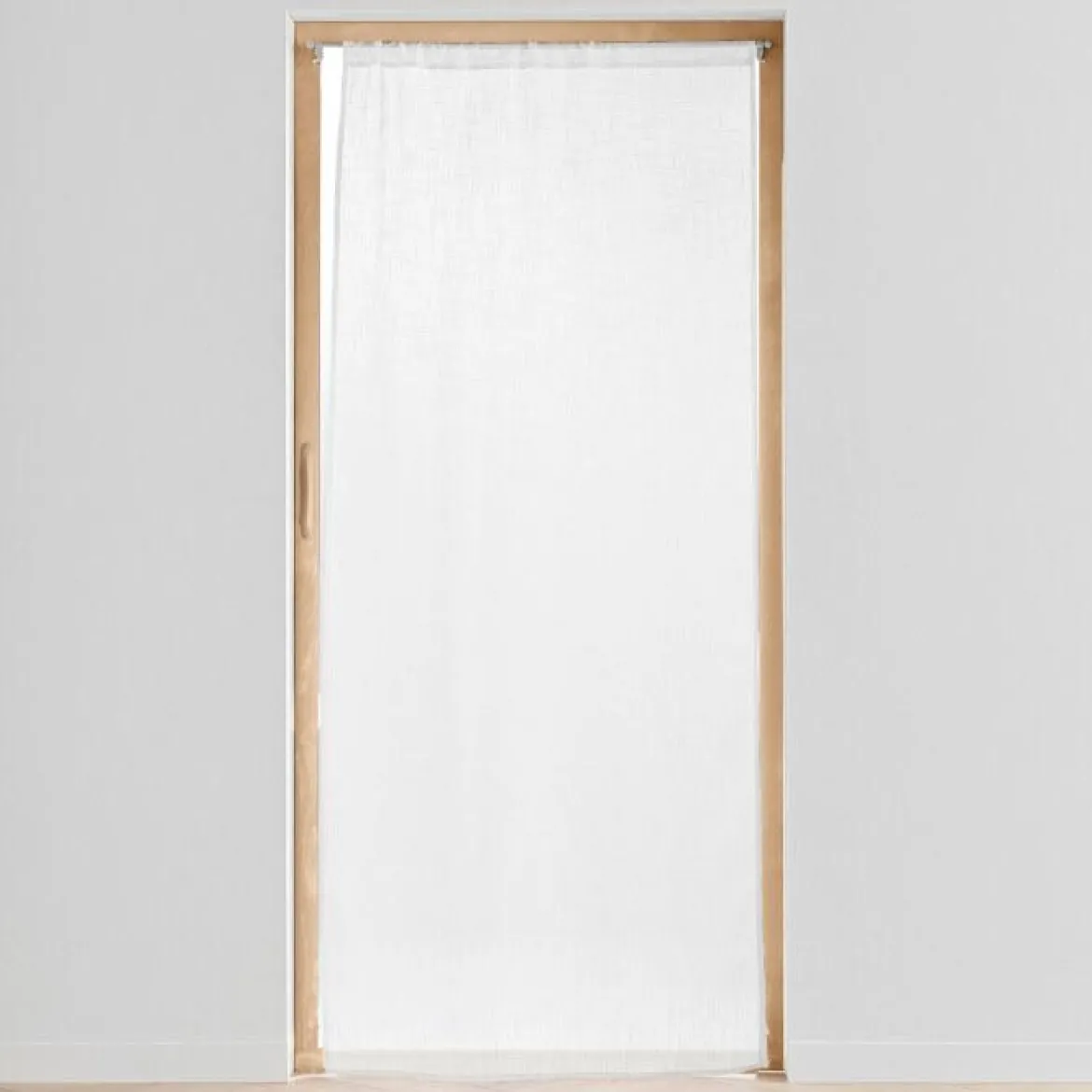 PANNEAU PASSE TRINGLE 90X200CM EFFET LIN HALTONA BLANC
