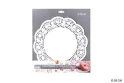 PAPIER DENTELLE ROND 28CM BLANC X12PCS