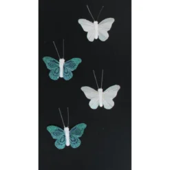 PAPILLON PLUME AIMANT X 4 KOH SAMUI BLANC GRIS FONCE