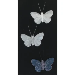PAPILLON PLUME AIMANT X3 NAOMI BLANC GRIS ANTHRA GRIS FONCE