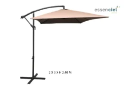 PARASOL DECENTRE 2X3M TAUPE ACIER