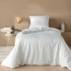 PARURE 2 P. 140X200CM MICROFIBRE UNIE GAUFREE LITEA