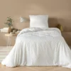 PARURE 2 P. 140X200CM MICROFIBRE UNIE TUFTEE HELTIE BLANC