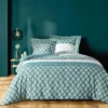PARURE 3 PIECES 240X220CM 52 FILS ALLOVER STRIA EMERAUDE