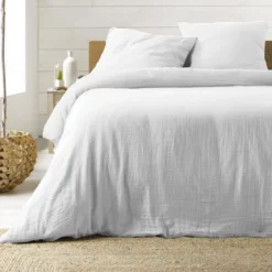 PARURE 3 PIECES 240X220CM GAZE COTON 57 FILS ANGELIA BLANC