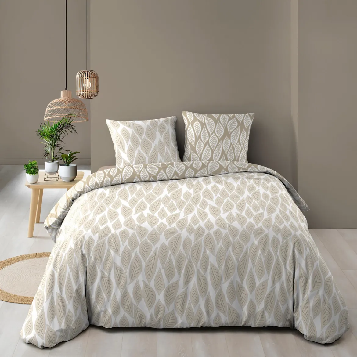 PARURE 3 PIECES 240X220CM IMPRIME 57 FILS ALLOVER MAREVA