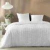 PARURE 3 PIECES 240X220CM MICROFIBRE UNIE PLISSEE PLISSIA