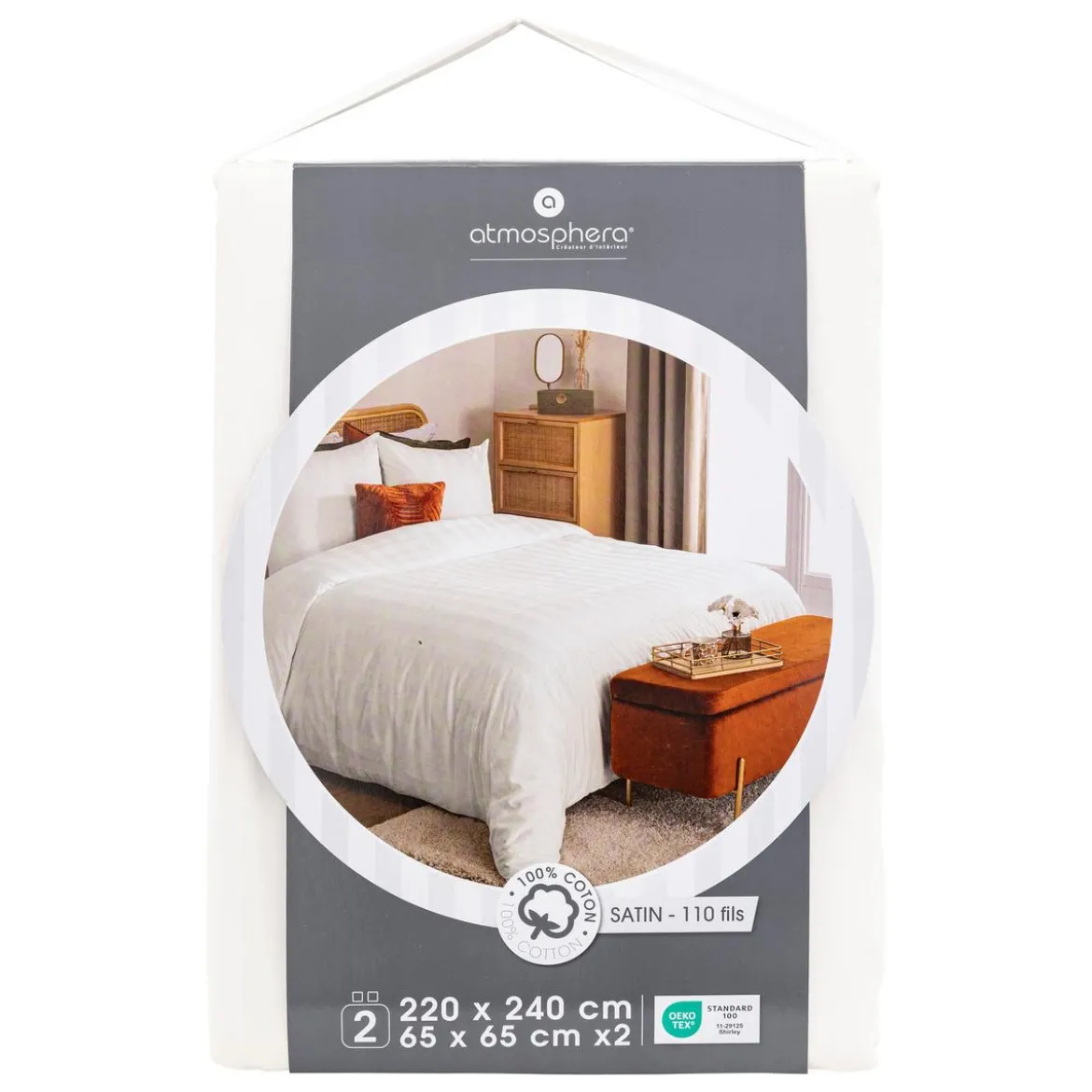 PARURE COTON SATIN BLANC 240X220CM