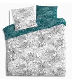 PARURE IMPRIMEE JUNGLE NOIR ET BLANC 260X240CM