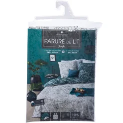 PARURE IMPRIMEE JUNGLE NOIR ET BLANC 240X220CM