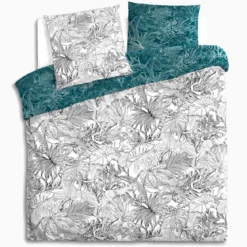 PARURE IMPRIMEE JUNGLE NOIR ET BLANC 240X220CM