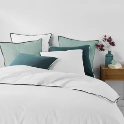 PARURE 240X220CM COTON LAVE UNI 57 FILS LINETTE BLANC