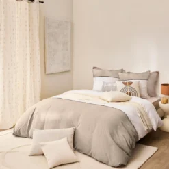 PARURE 240X220CM COTON UNI 57 FILS ET COTON TISSE GABRIELLE