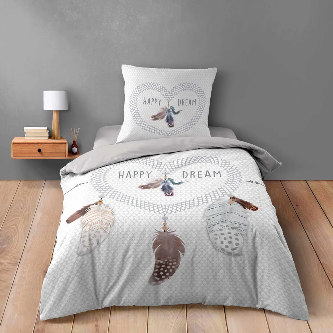PARURE 140X200CM IMPRIME 42 FILS DESSIN PLACE HAPPY DREAM