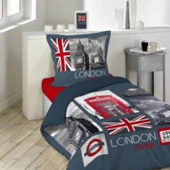 PARURE 140X200CM IMPRIME CITY LONDON