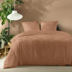 PARURE 240X220CM MICROFIBRE UNIE TUFTEE HELTIE MOCHA