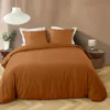 PARURE 240X220CM MICROFIBRE UNIE LAVEE LIAM CARAMEL