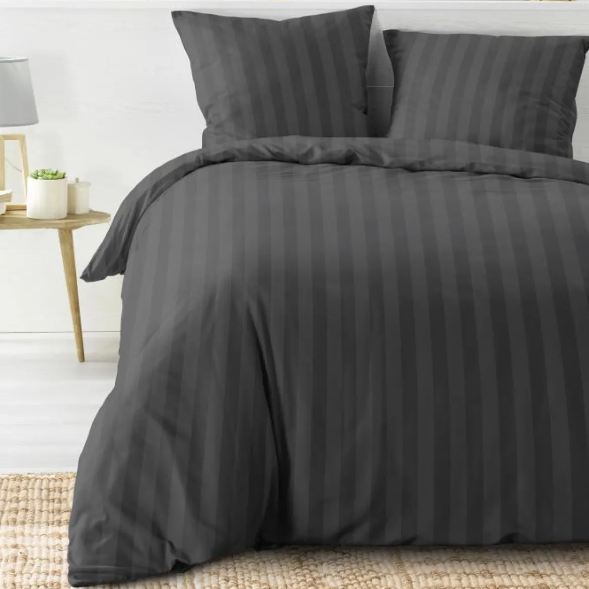 PARURE 240X220CM MICROFIBRE UNIE CLEO ANTHRACITE