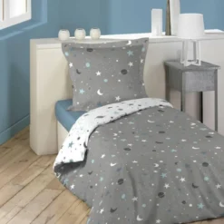 PARURE 140 X 200 CM PHOSPHORESCENT FLUO NIGHT GRIS