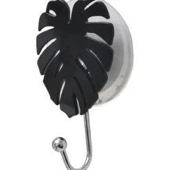 PATERE FEUILLE PS SUR VENTOUSE NOIR