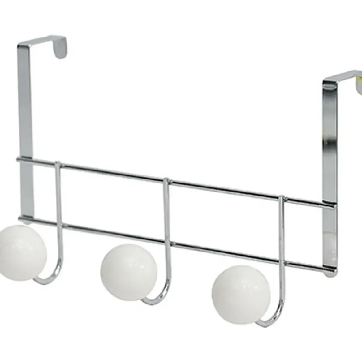 PATERE METAL 3 BOULES RESINE BLANCHE GROS DIAMETRE CHROME