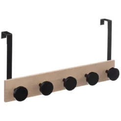 PATERE BOIS 5 TETES NOIR POUR PORTE