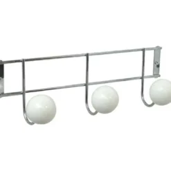 PATERE METAL A FIXER 3 BOULES  RESINE BLANCHE GROS DIAMETRE