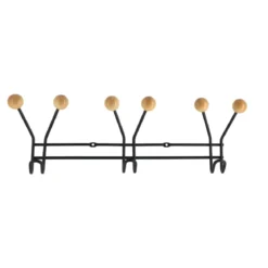 PATERE METAL 3 CROCHETS A FIXER DECORATION BOIS NOIR BOIS