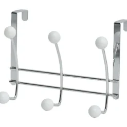 PATERE METAL 6 CROCHETS   CHROME BLANC