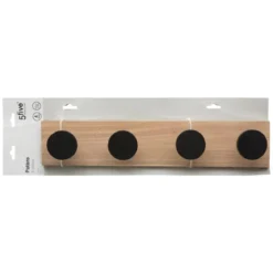 PATERE MURALE 4 TETES BOIS NOIR