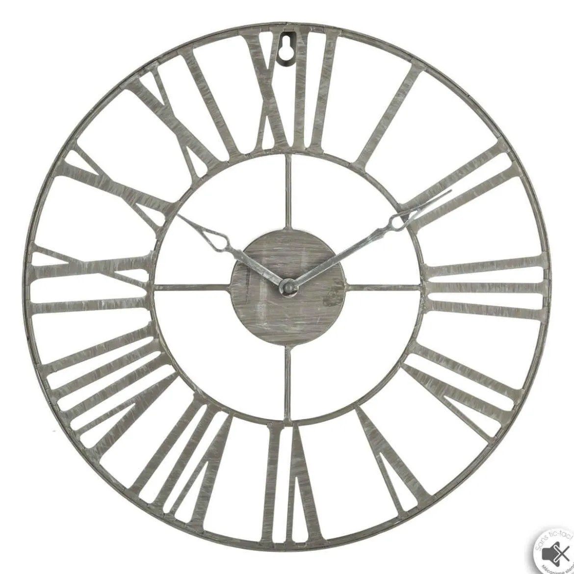 PENDULE METAL VINTAGE GRIS D.36.5CM