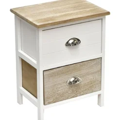 PETIT MEUBLE PAULOWNIA MDF 2 TIROIRS AVEC POIGNEE METAL BICO