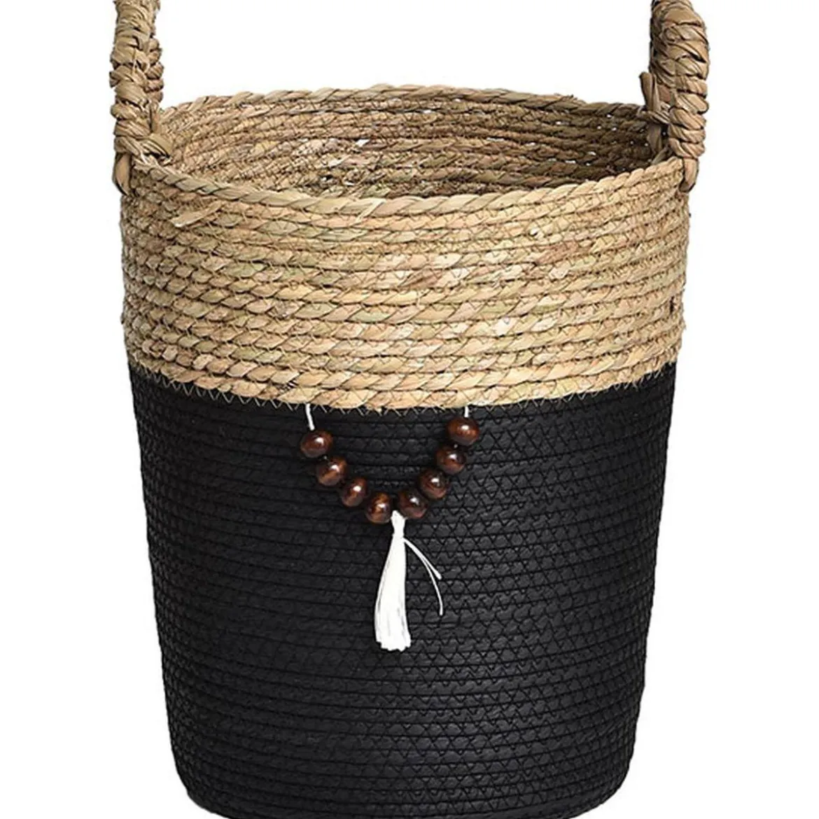 PETITE PANIERE RONDE DECO NATUREL NOIR