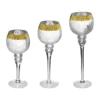 PHOTOPHORE CRAQUELE SUR PIED BANDE OR X3 PIECES