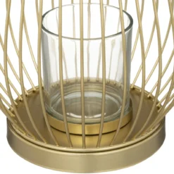 PHOTOPHORE METAL FILAIRE DORE H.23CM