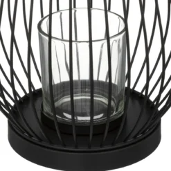 PHOTOPHORE METAL FILAIRE NOIR H.23CM